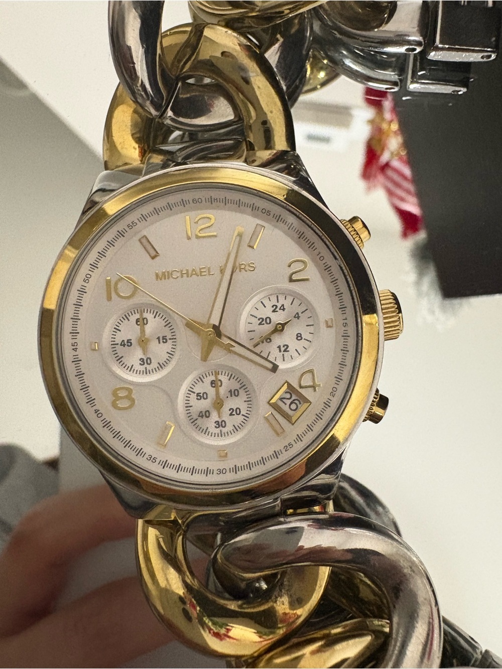Michael Kors Women's Two-Tone Gold and Silver Chain Link Chronograph Watch